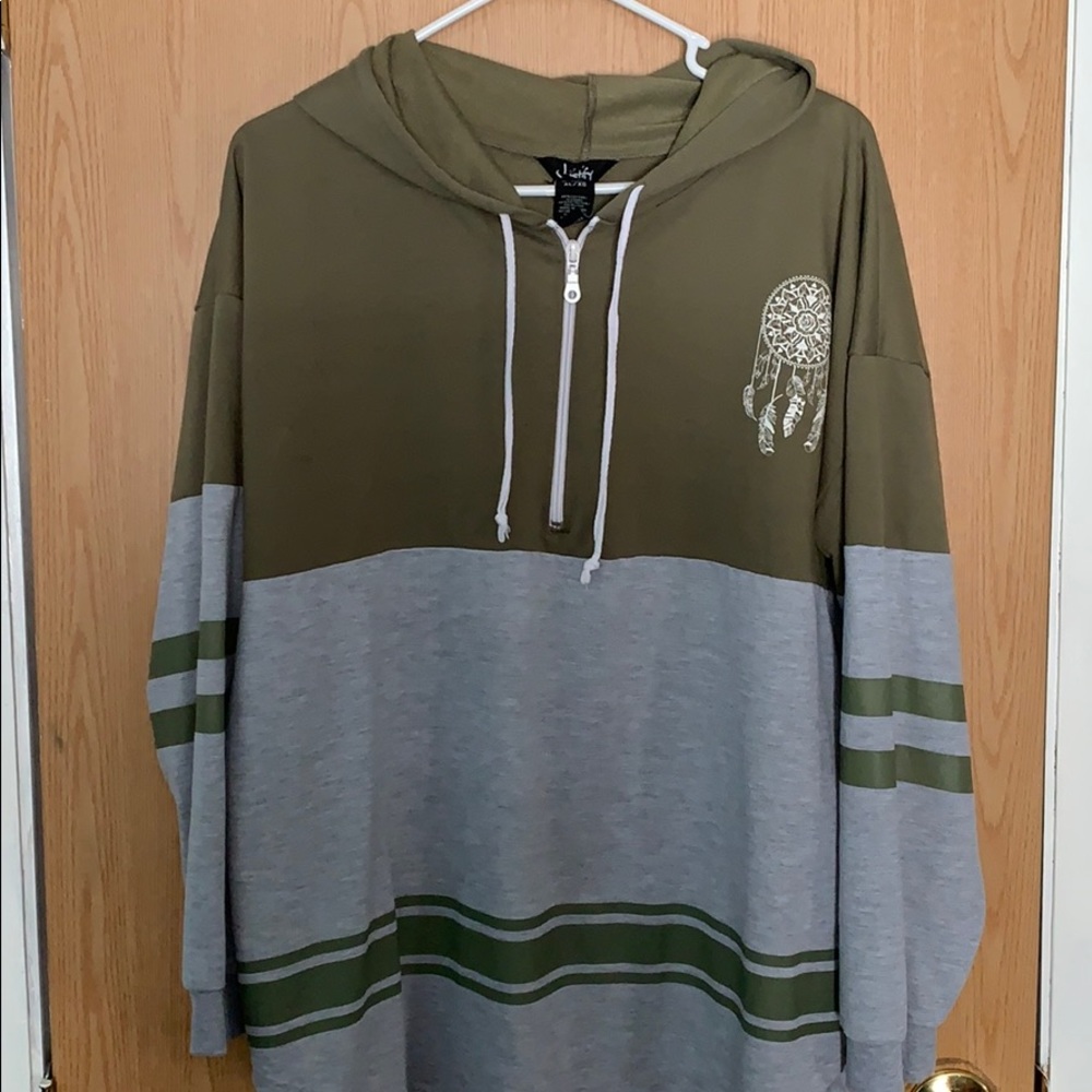 Hoodie Army Green and grey